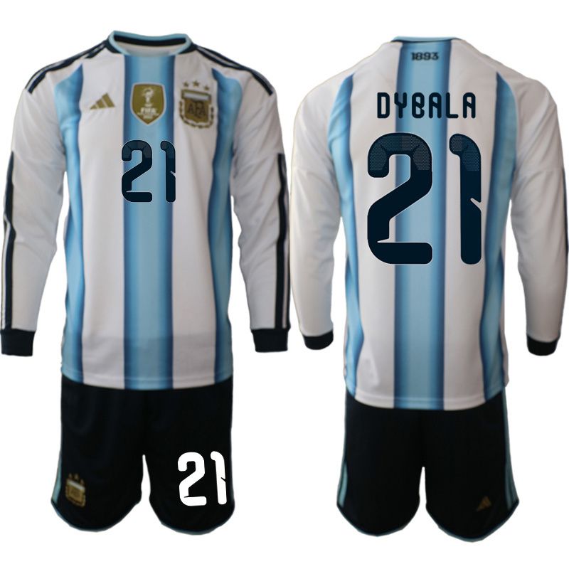 Men 2026 World Cup National Team Argentina home blue #21 long sleeve Soccer Jersey->argentina jersey->Soccer Country Jersey